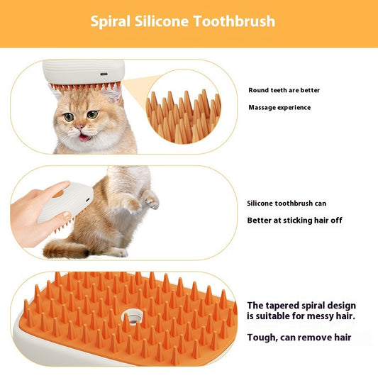 USB Rechargeable Pet Steam Brush – Grooming & Massage Comb for Cats & Dogs