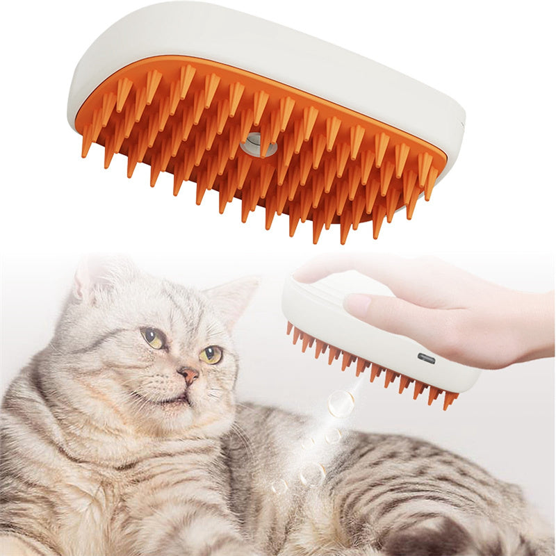 USB Rechargeable Pet Steam Brush – Grooming & Massage Comb for Cats & Dogs