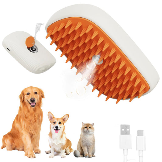 USB Rechargeable Pet Steam Brush – Grooming & Massage Comb for Cats & Dogs