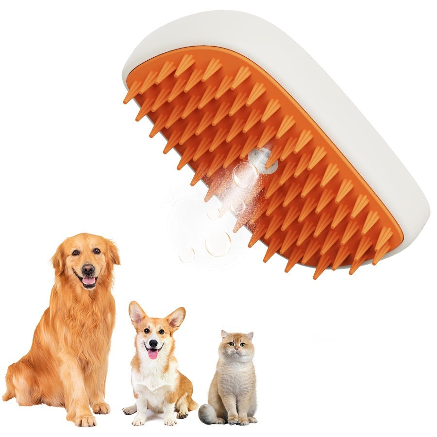 USB Rechargeable Pet Steam Brush – Grooming & Massage Comb for Cats & Dogs