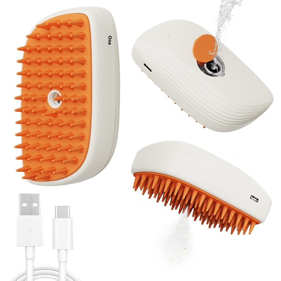 USB Rechargeable Pet Steam Brush – Grooming & Massage Comb for Cats & Dogs