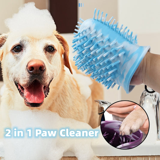 2-in-1 Dog Paw Cleaner Cup – Portable Pet Foot Washing & Grooming Brush